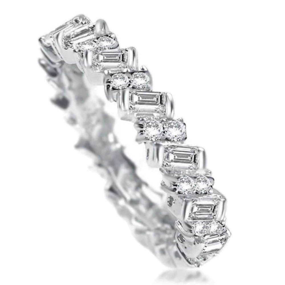 💥Fashion Dainty Shiny Gems Zircon Silver Eternity Ring for Women, MARR9108
